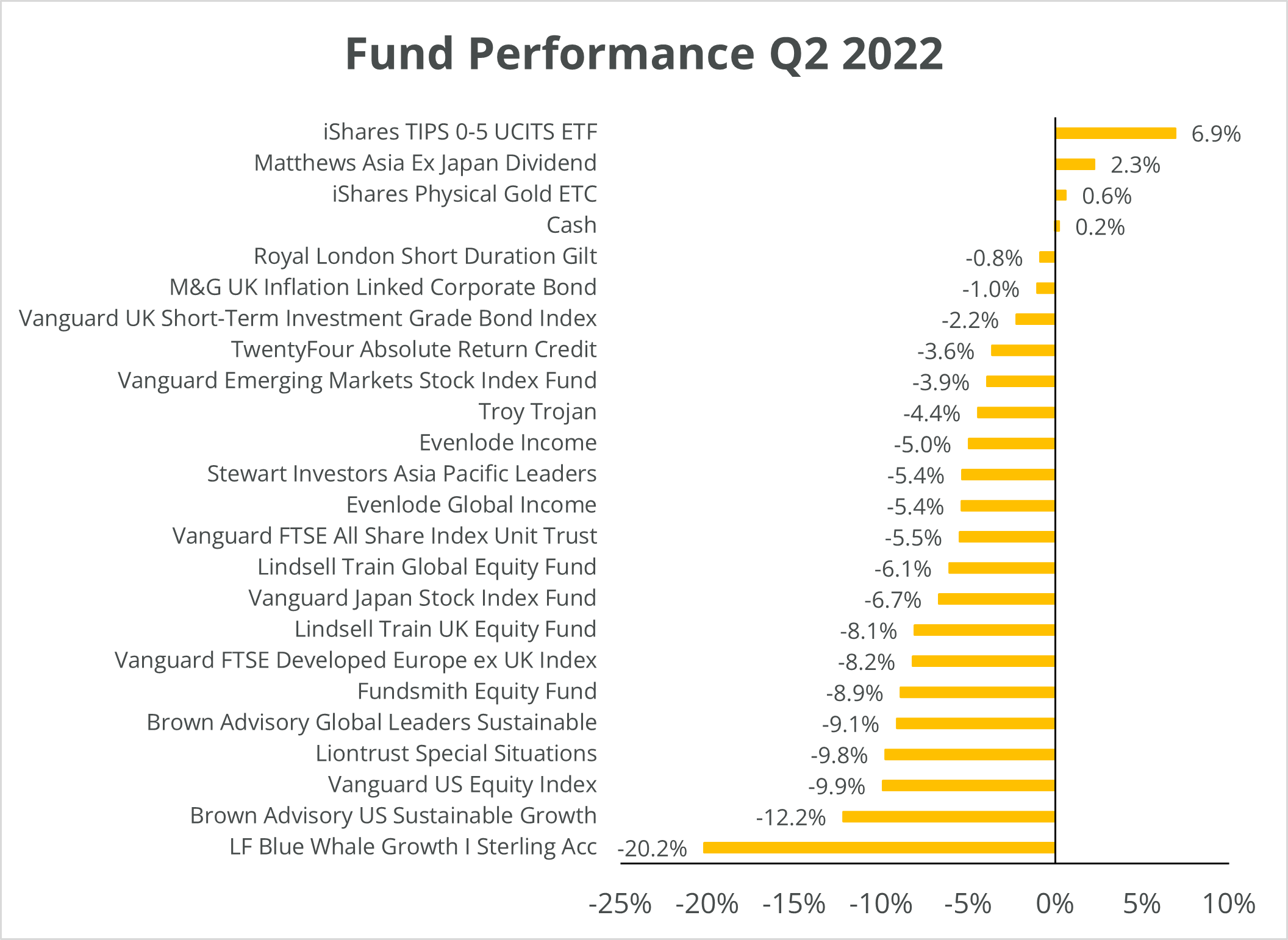 Chart of fund performance year to date as of June 2022