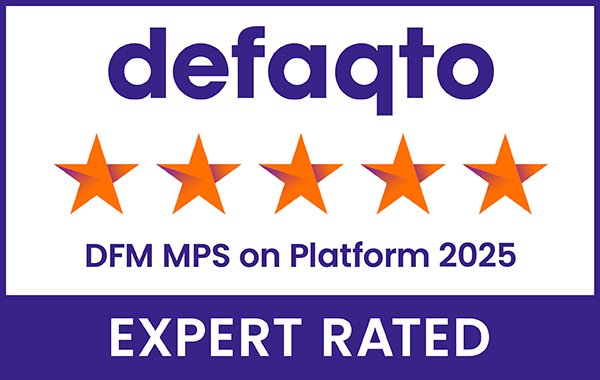 Defaqto 5 start category and year badge 2025